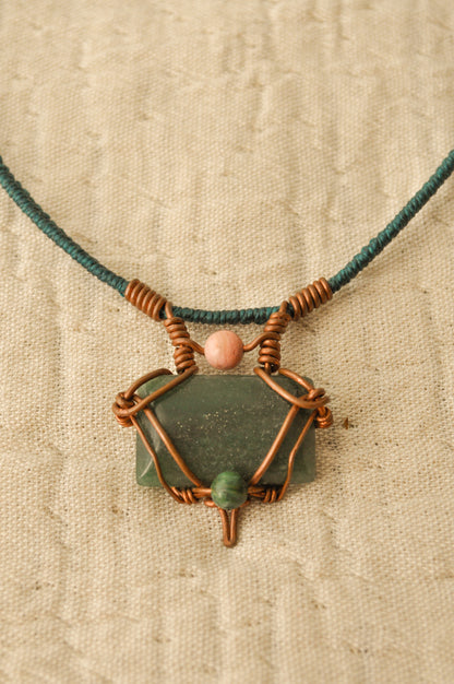 Colar de Aventurina Verde, Jade e Rodocrosite