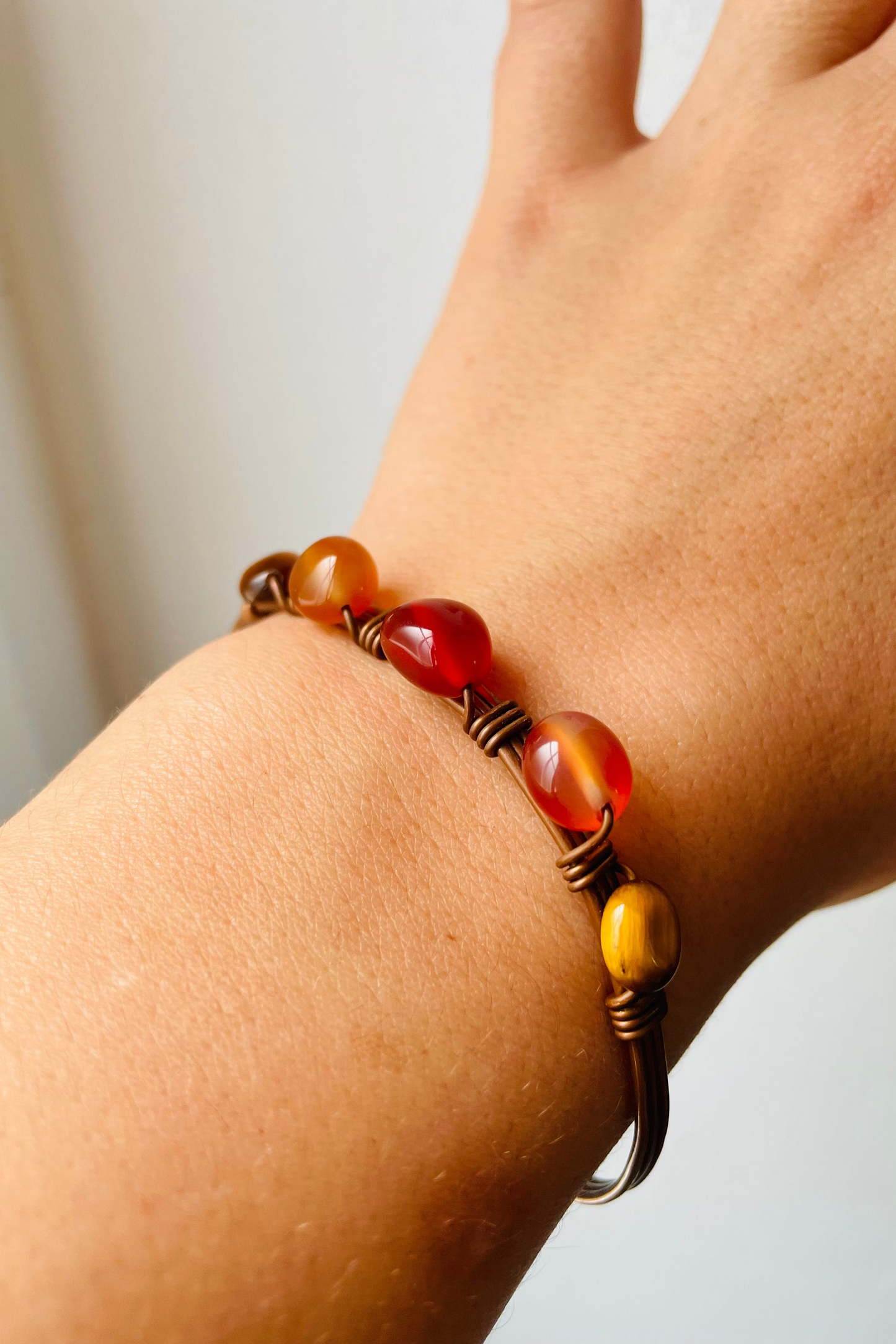 Pulseira Cobre I ~ Ágata Vermelha