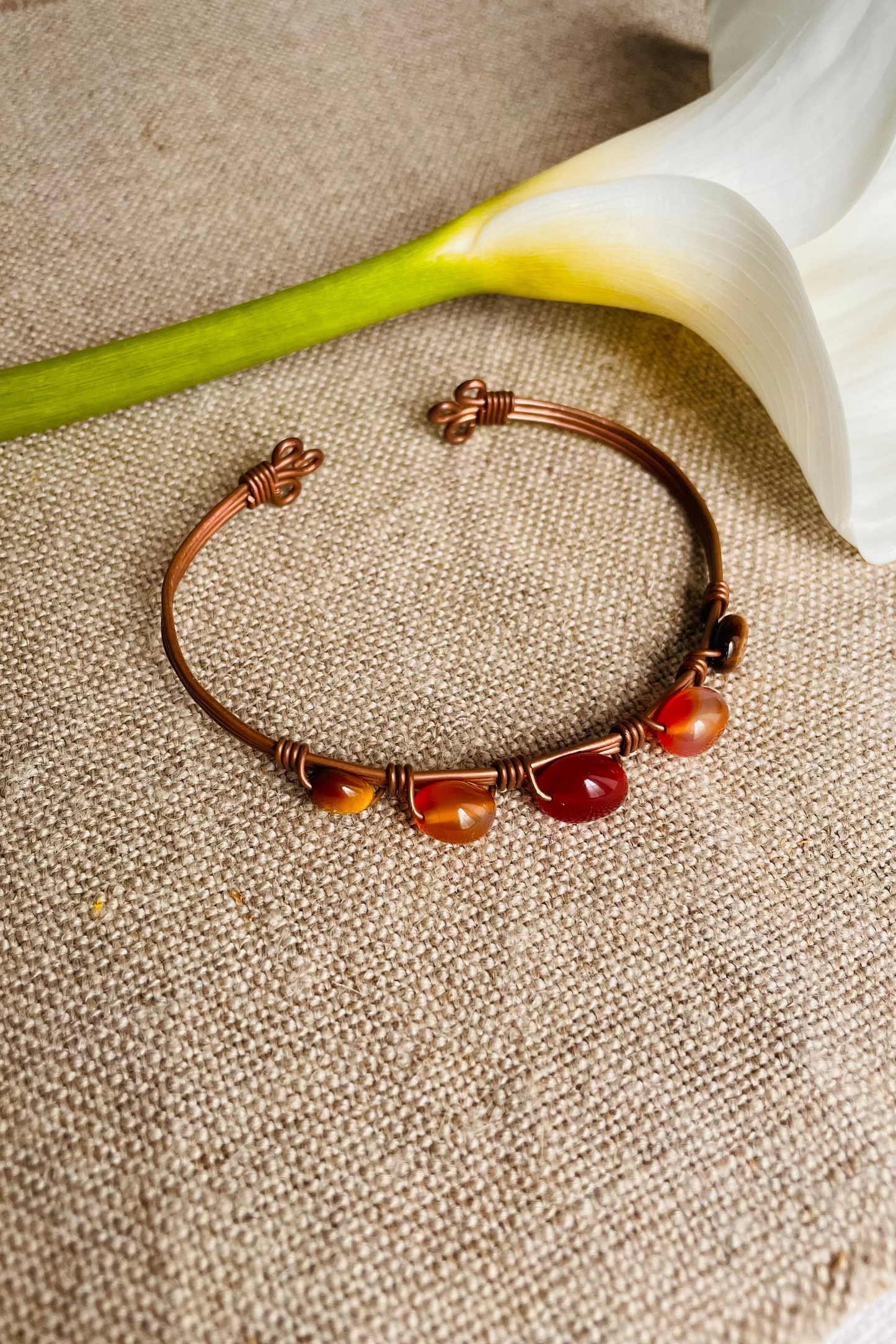 Pulseira Cobre I ~ Ágata Vermelha
