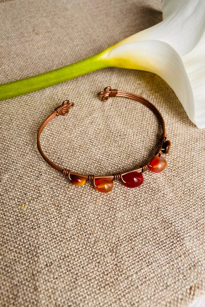 Pulseira Cobre I ~ Ágata Vermelha