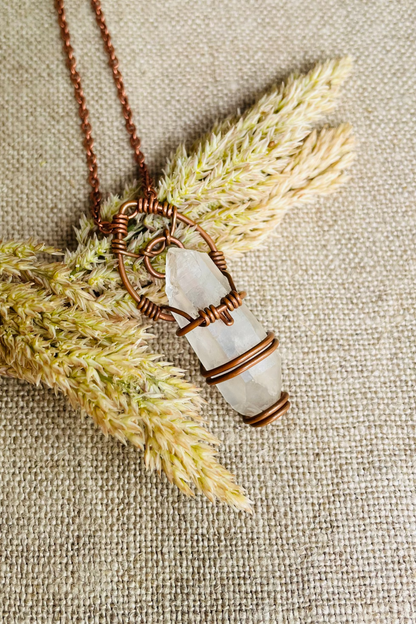 Colar Cobre ~ Quartzo Branco