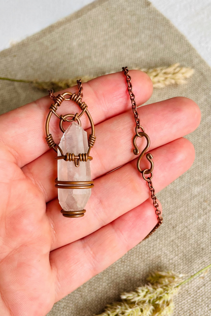 Colar Cobre ~ Quartzo Branco