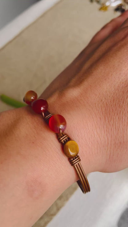 Pulseira Cobre I ~ Ágata Vermelha